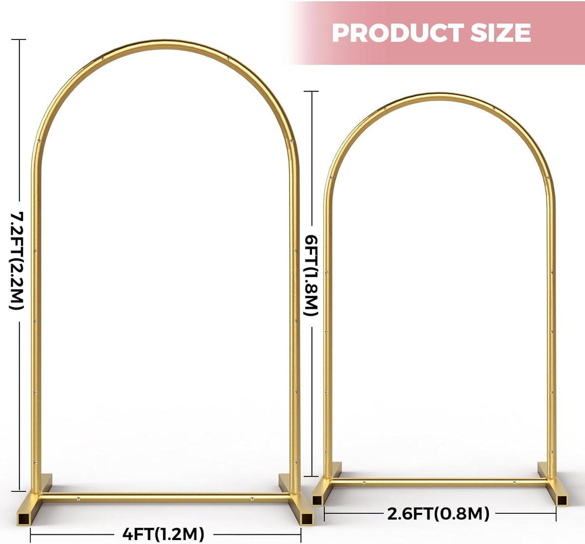 Gold Metal Arch Backdrop Stand Set of 2 with Balloons All Accessories Metal Arched Backdrop Frame
