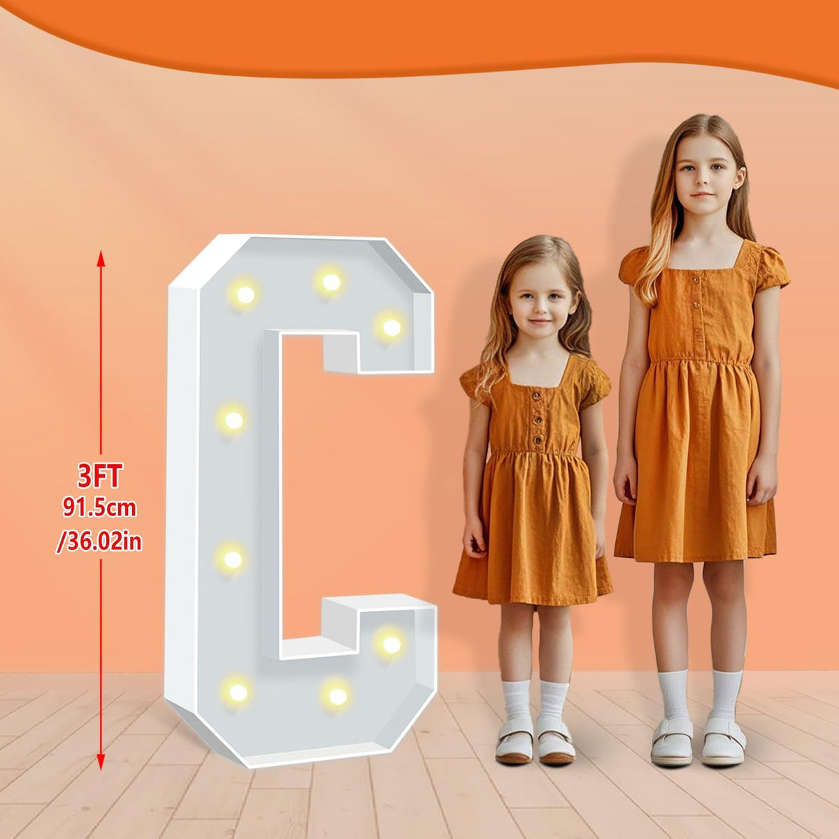 3FT Light Up Letters C, 36 inch Tall Marquee Letters, DIY Marquee Light Up Letter for Birthday
