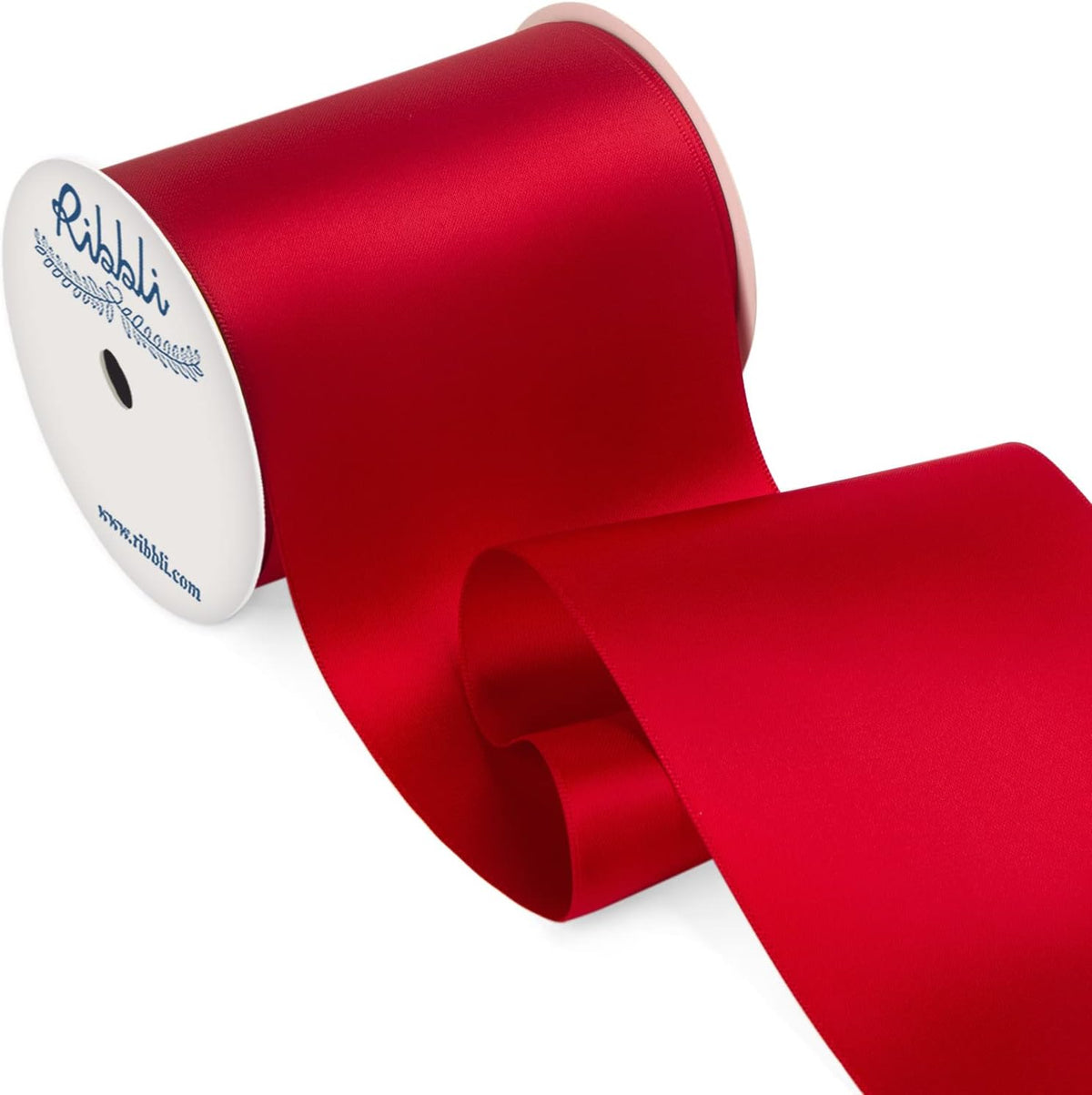 Ribbli Red Satin Ribbon 4 Inch Wide Red Ribbon for Wedding Chair Sash Grand Opening Ceremony Big