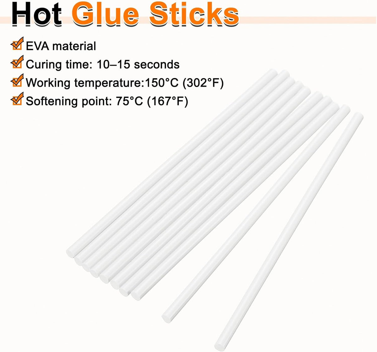 HARFINGTON 10pcs Hot Glue Sticks 0.28" Dia x 5.91" Long EVA Mini Hot Melt Adhesive Glue Stick for