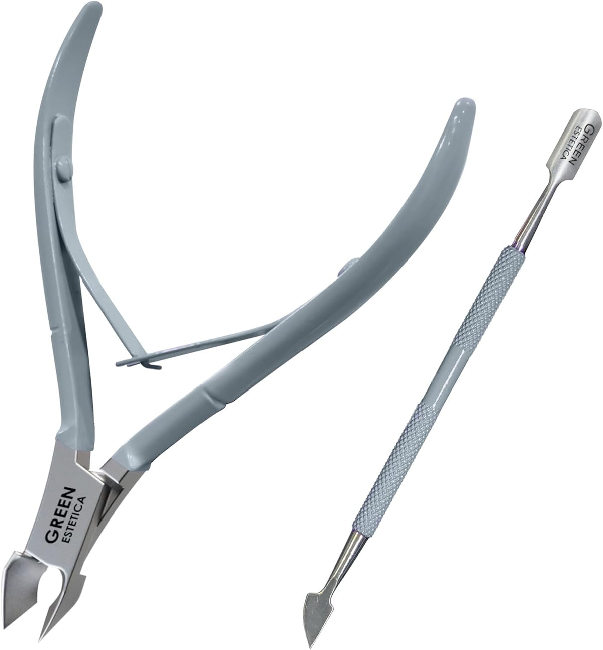 Professional Cuticle Trimmer with Cuticle Pusher Nail Cuticle Remover Nipper Silver Stainless Steel