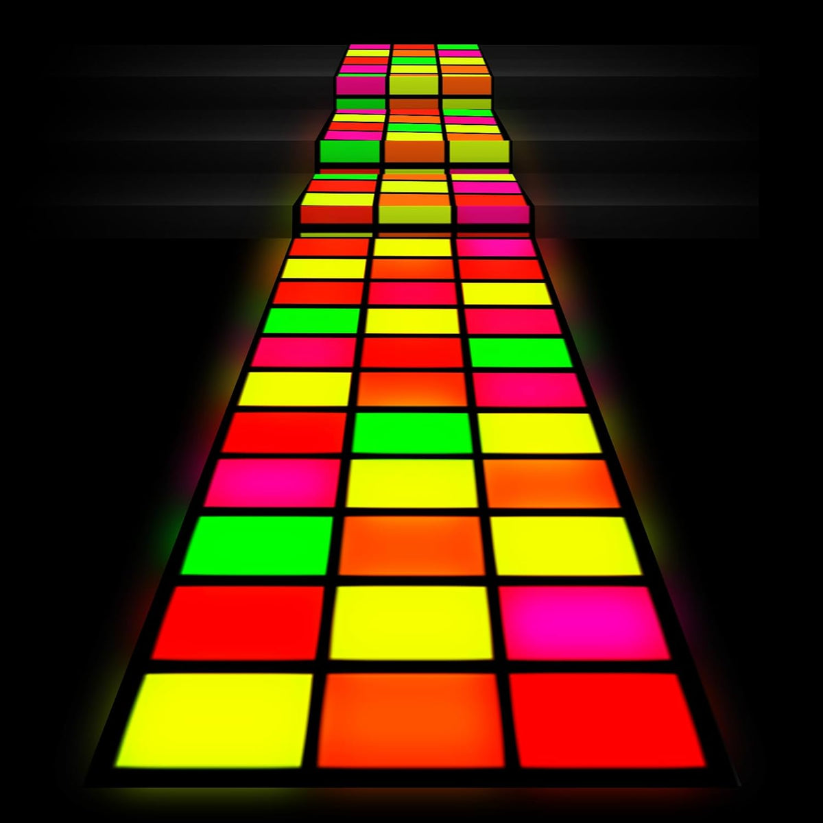 Haull 236 x 39 Inch Neon Light up Dance Floor Glow in The Dark Floor Runner Neon Party Decorations