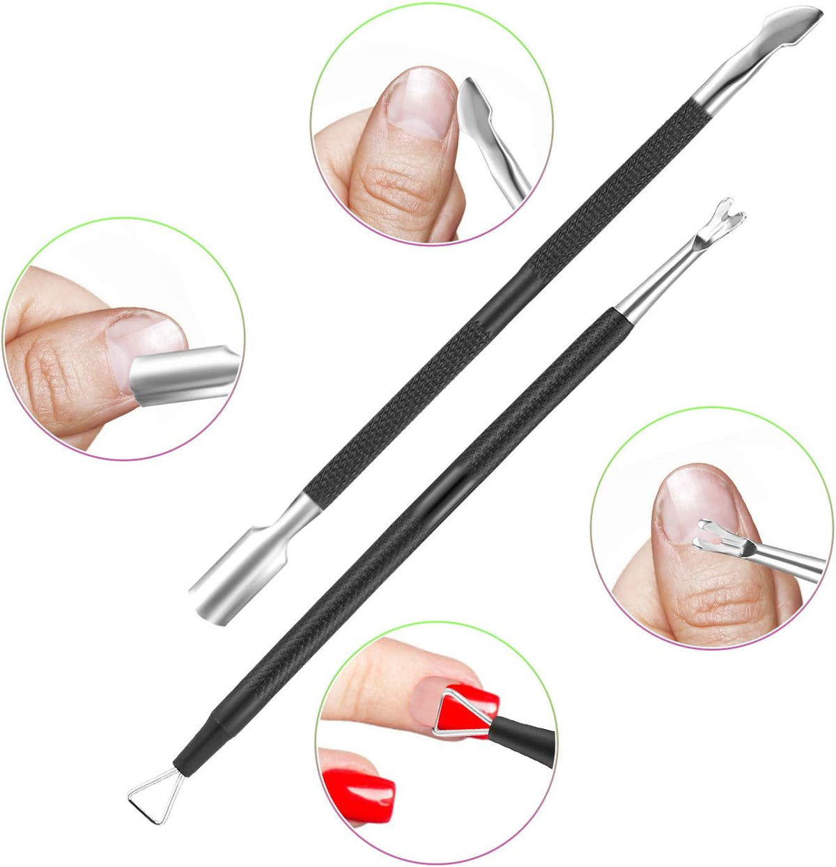 Cuticle Trimmer Cuticle Remover with Cuticle Pusher, XUNXMAS Professional Stainless Steel Durable