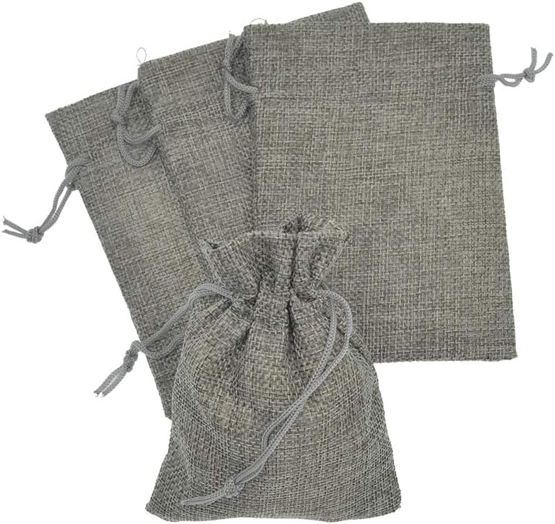 20pcs Burlap Bags 5x7 Inch, Linen Drawstring Gift Bags, Wedding Party Christmas Favor Bags Jewelry