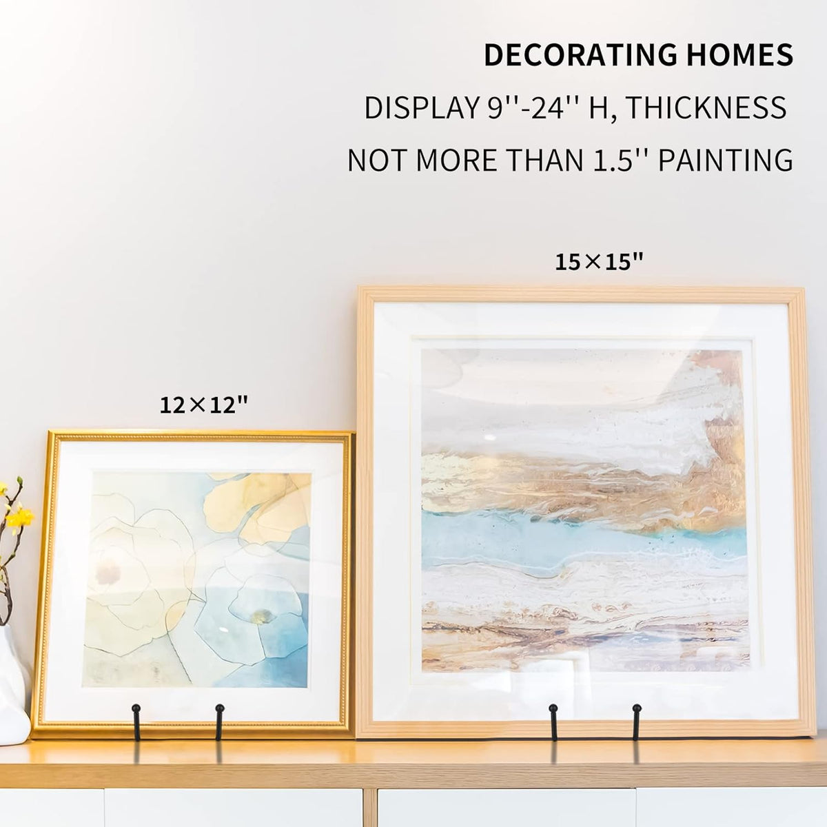 Decolore 8 Inch 3 Pack Black Metal Plate Holder Display Stands for Picture, Decorative Plate, Book