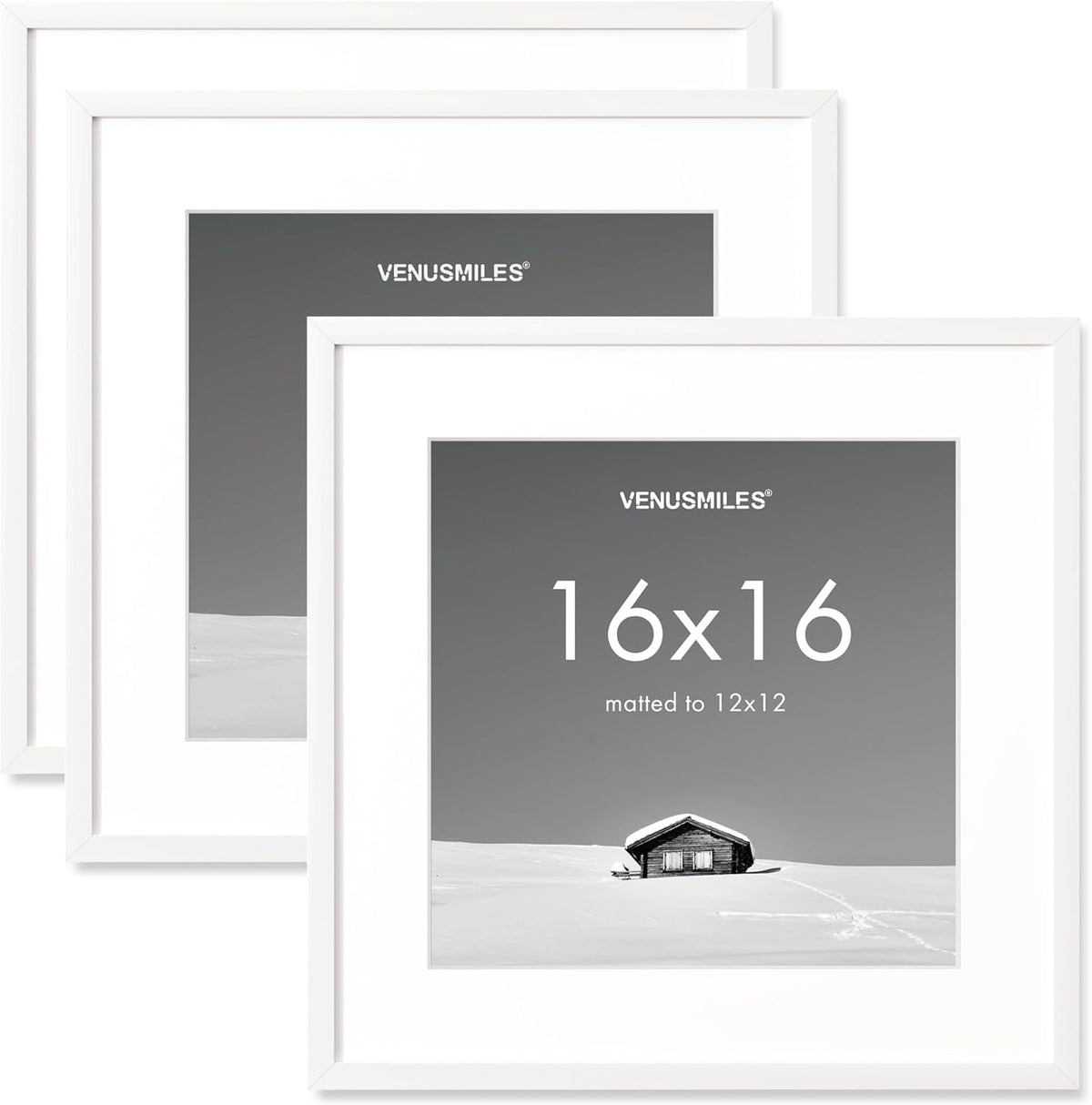 16x16 inch Picture Frame, 16x16 Photo Frames with 12x12 Removable Mat - High Definition Plexiglass