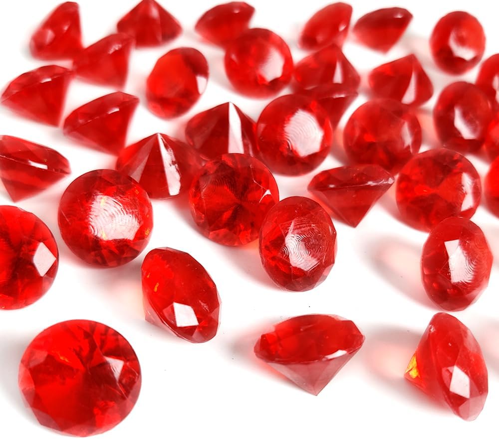 250 PCS Red Acrylic Diamonds Pirate Gems 20 mm,Table Scatter,Wedding Centerpieces,Party
