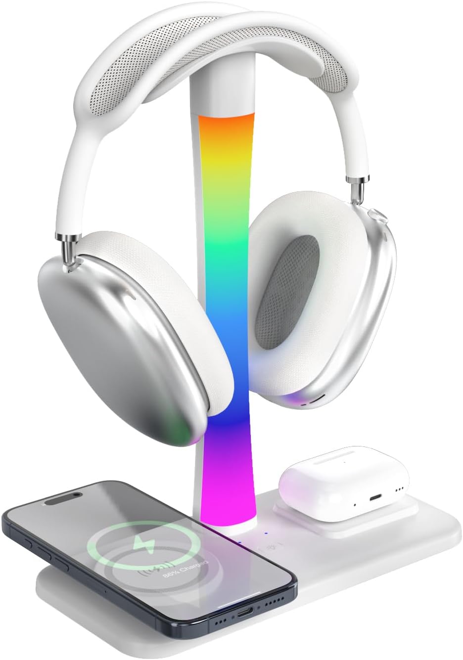Headphone Stand with Wireless Charger,Gaming Headset Stand with RGB Light Mode,Airpod Max Stander