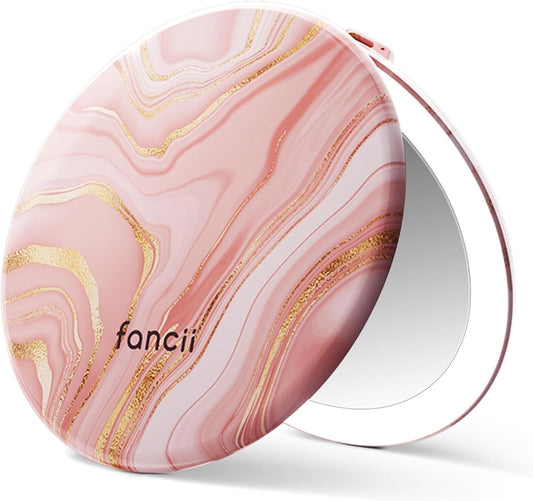Fancii Taylor LED Lighted Travel Makeup Mirror, Rechargeable, 10x /1x Magnifying, Tru-Glow Lighting