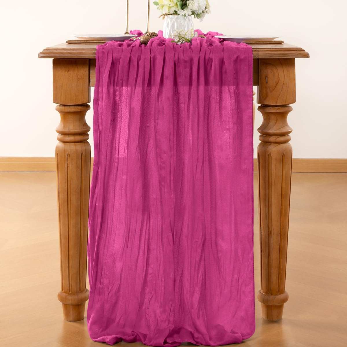 Fuschia Table Runner Cheesecloth Table Runner 14FT Farmhouse Table Runners 160 Inches Fall Table