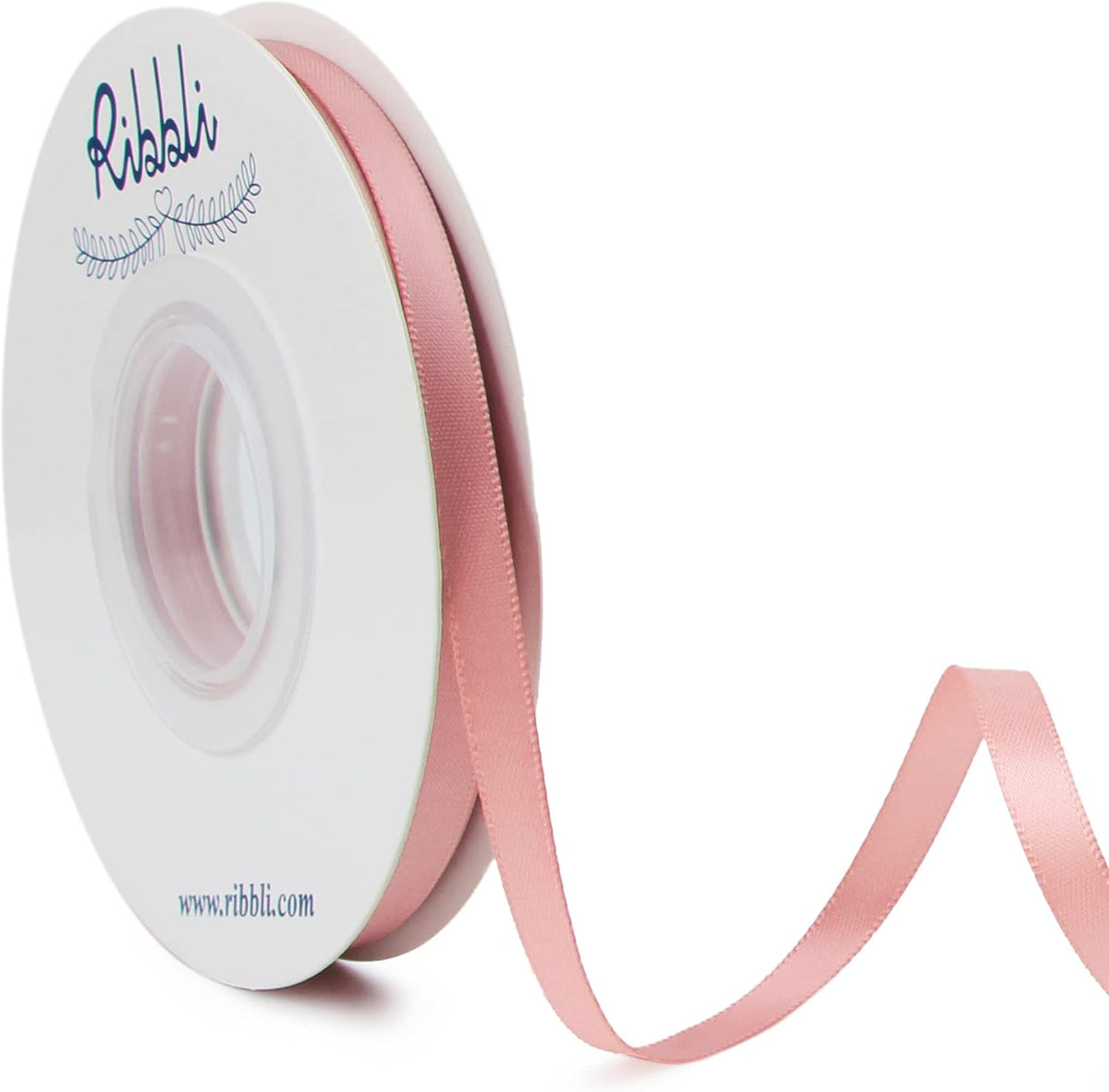 Ribbli Double Faced Dusty Pink/Rose Gold Satin Ribbon,1/4” x Continuous 25 Yards,Use for Craft Bows