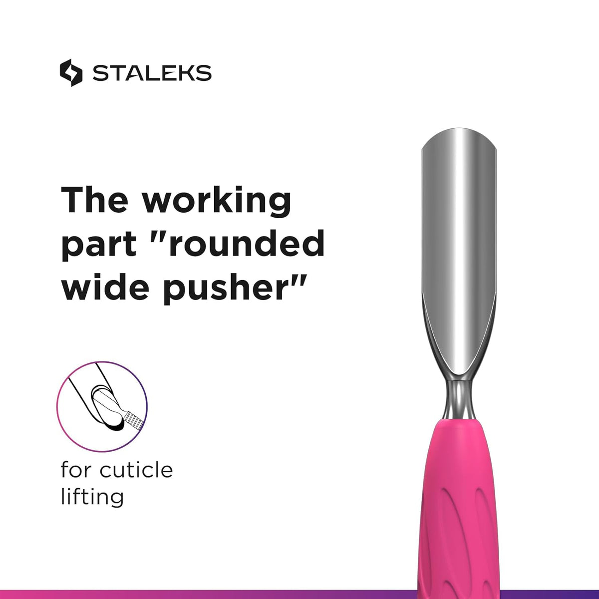 Staleks Manicure pusher Gummy with silicone handle UNIQ 10 TYPE 1 – Stainless Steel – Professional