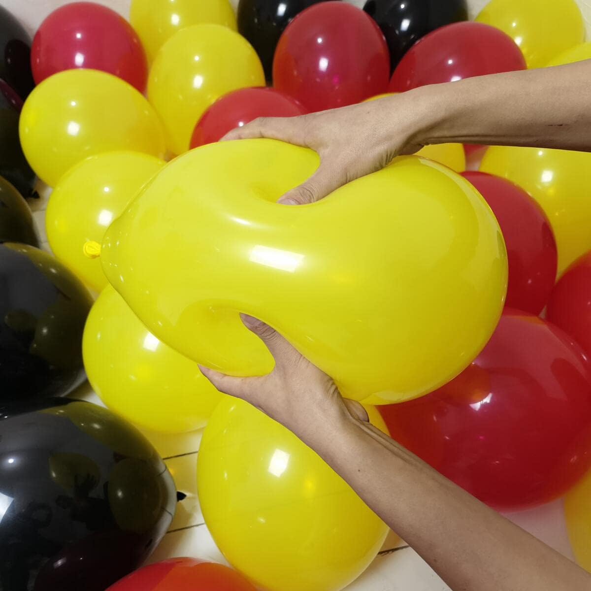300 Pack Black Red Yellow Balloons 100 of each of the 3 colors 12 inch Black Red and Yellow Latex