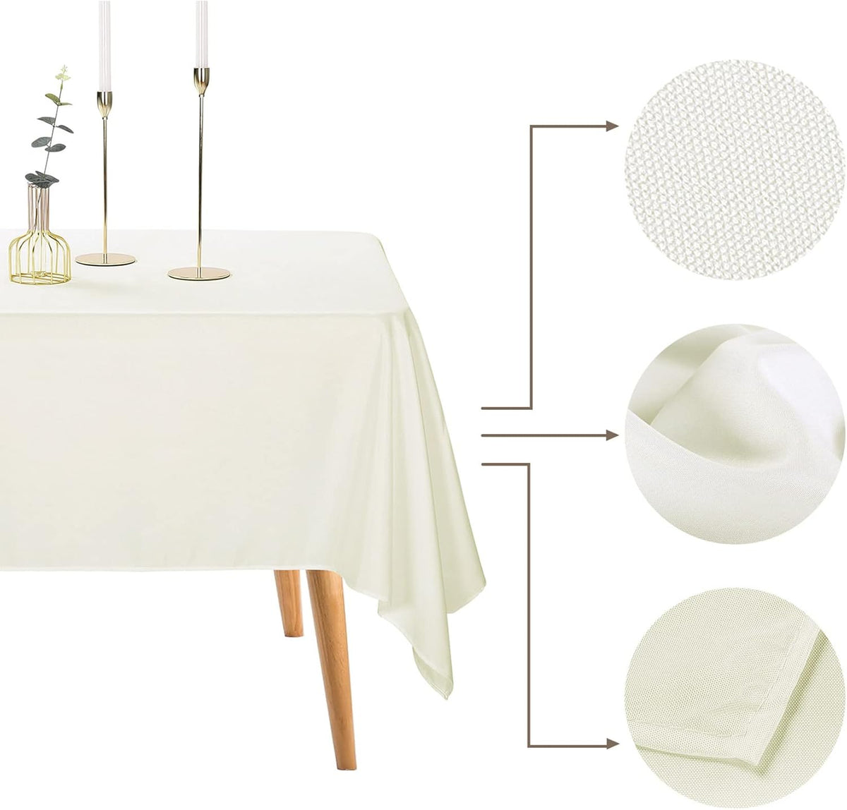 Ascoza 2pack 70x70 Inch Ivory Square in Polyester Fabric Tablecloth for Wedding,Banquet,Restaurant