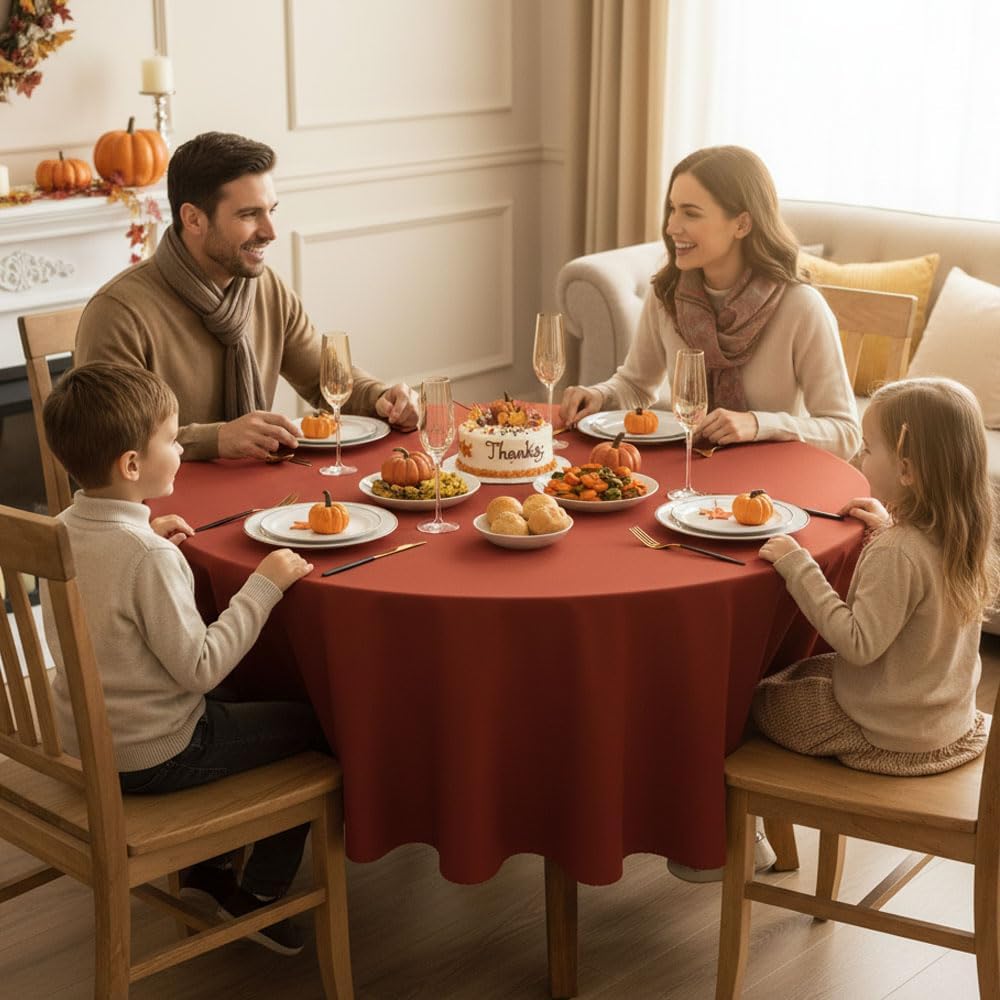 Fitable 6 Pack Rust Round Table Clothes - 70 Inches in Diameter - Stain Resistant and Washable Fall