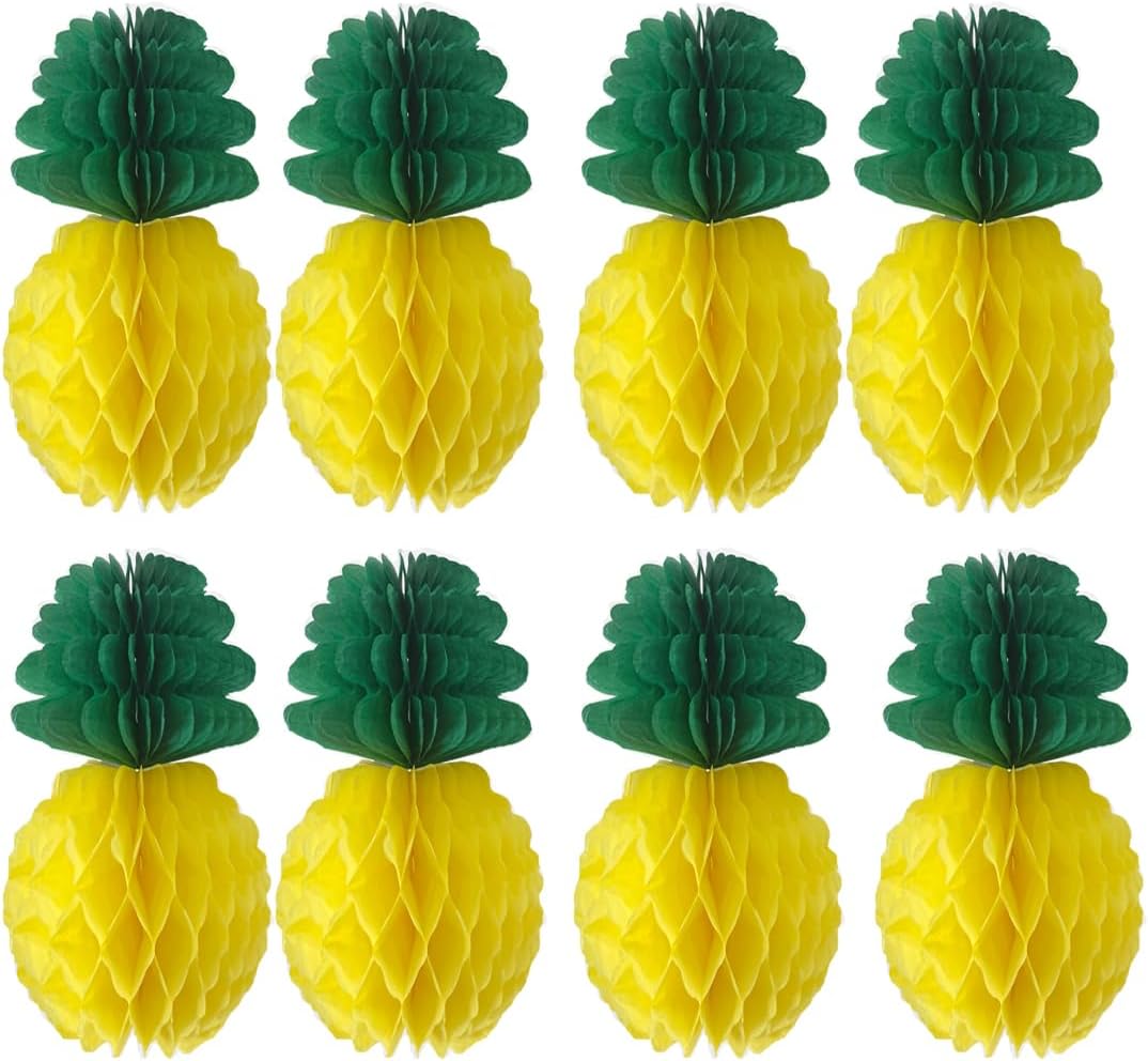 8pcs 8'' Paper Pineapple Honeycomb Decorations Tissue Party Pineapple Centerpieces Hanging