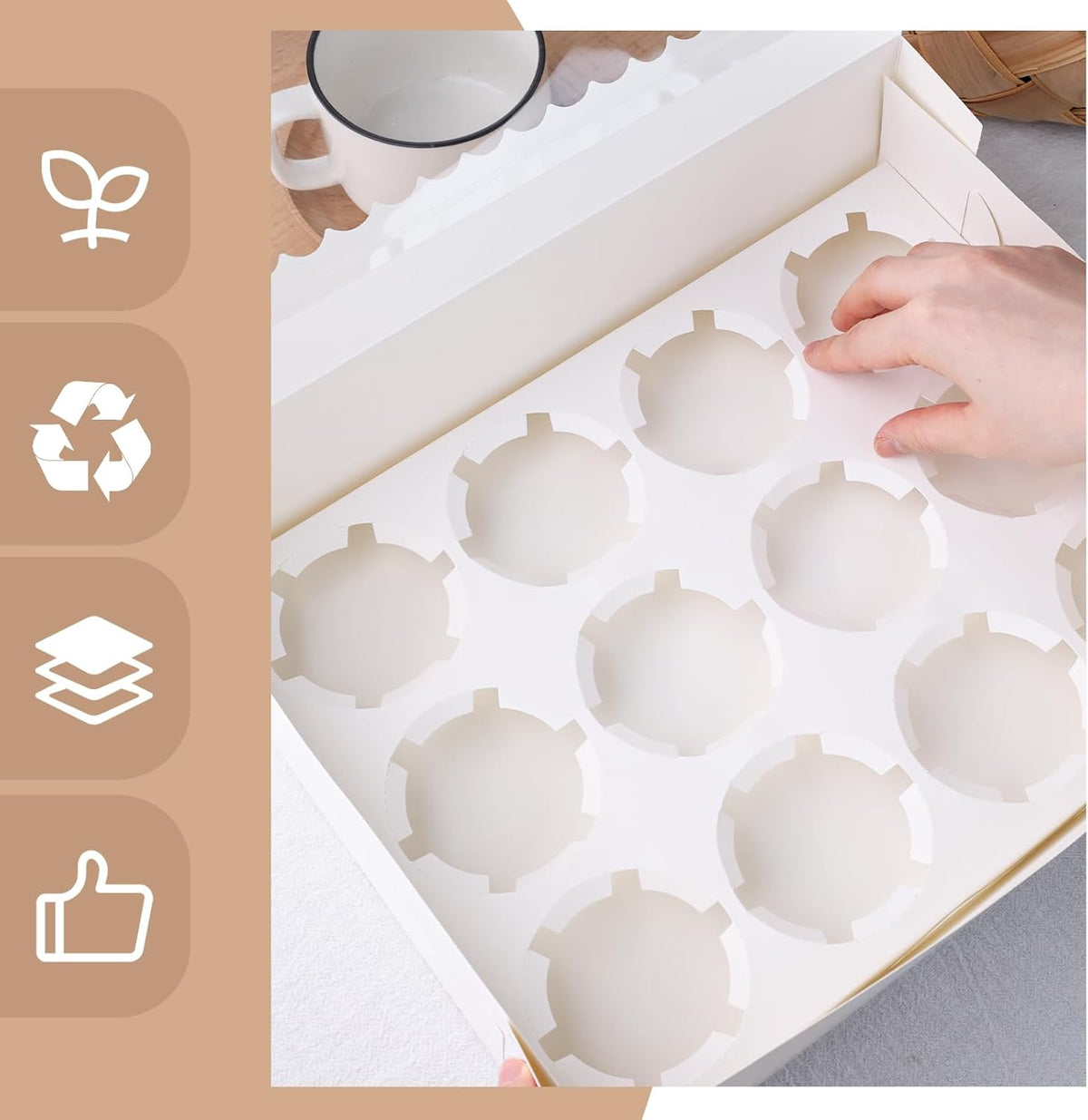 VGOODALL 6PCS White Cupcake Containers, 12 Count with Window Boxes Holding 72 Pastry Box for