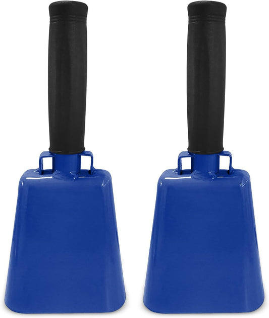 Deke Home - 2 Pack 7 Inch Steel Cowbells with Handle, Loud Noise Makers for Football, Sports