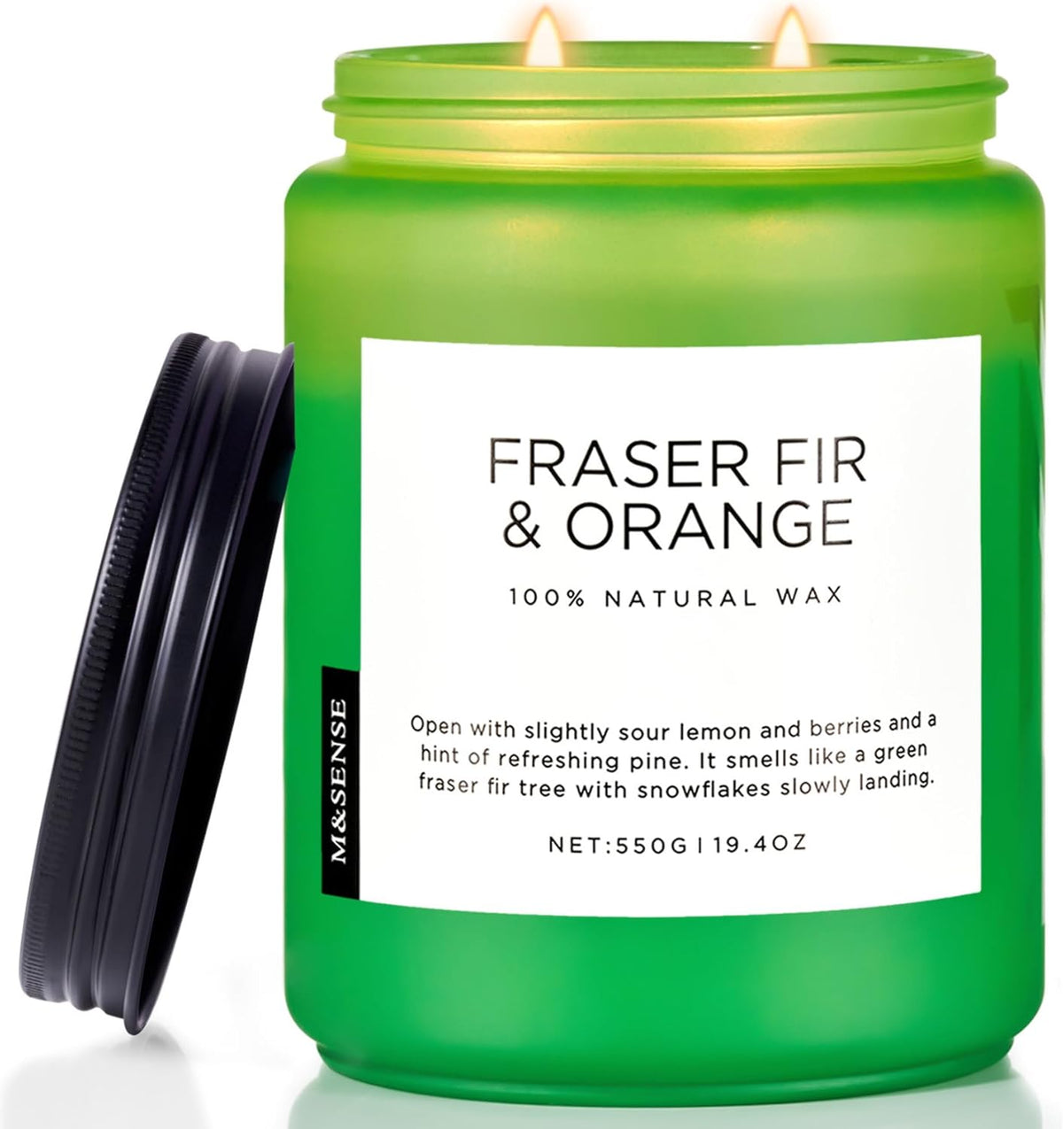 M&SENSE Fir & Orange Large Candle for Home Scented 19.4oz 110 Hour Clean Non Toxic Long Lasting