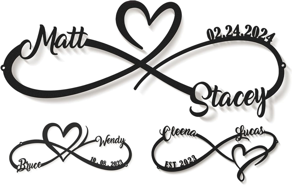 Personalized Anniversary Wedding Gifts for Couples 2025, Customized Metal Infinity Signs with Names