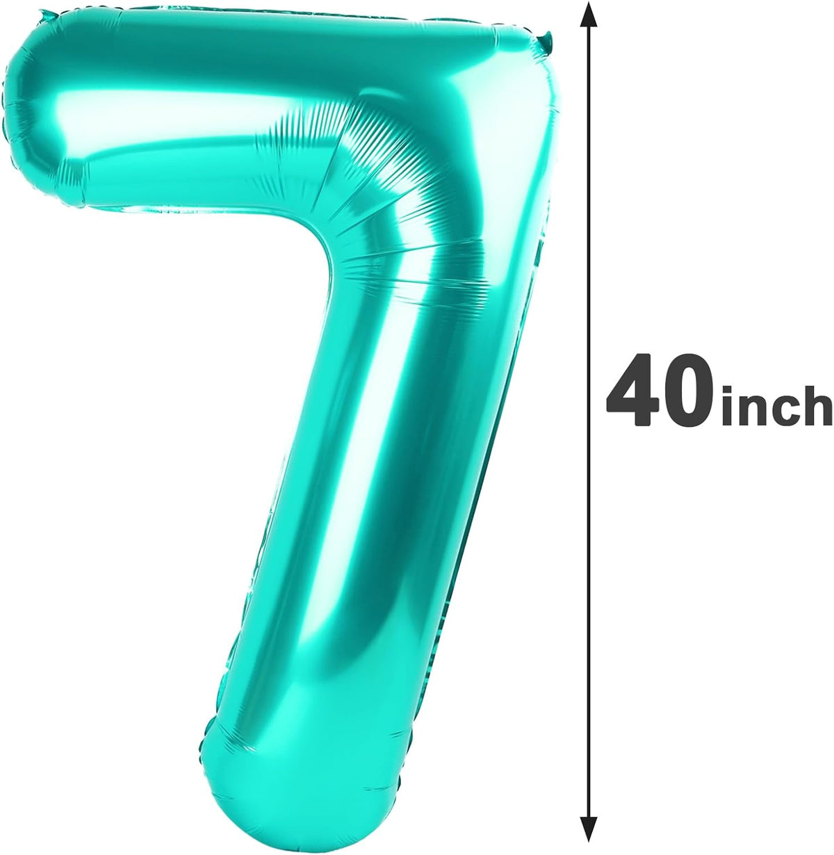 Teal Blue Number 7 Birthday Balloon 40 Inch, Digital Balloons for 7 17 27 70 77 Party Celebration