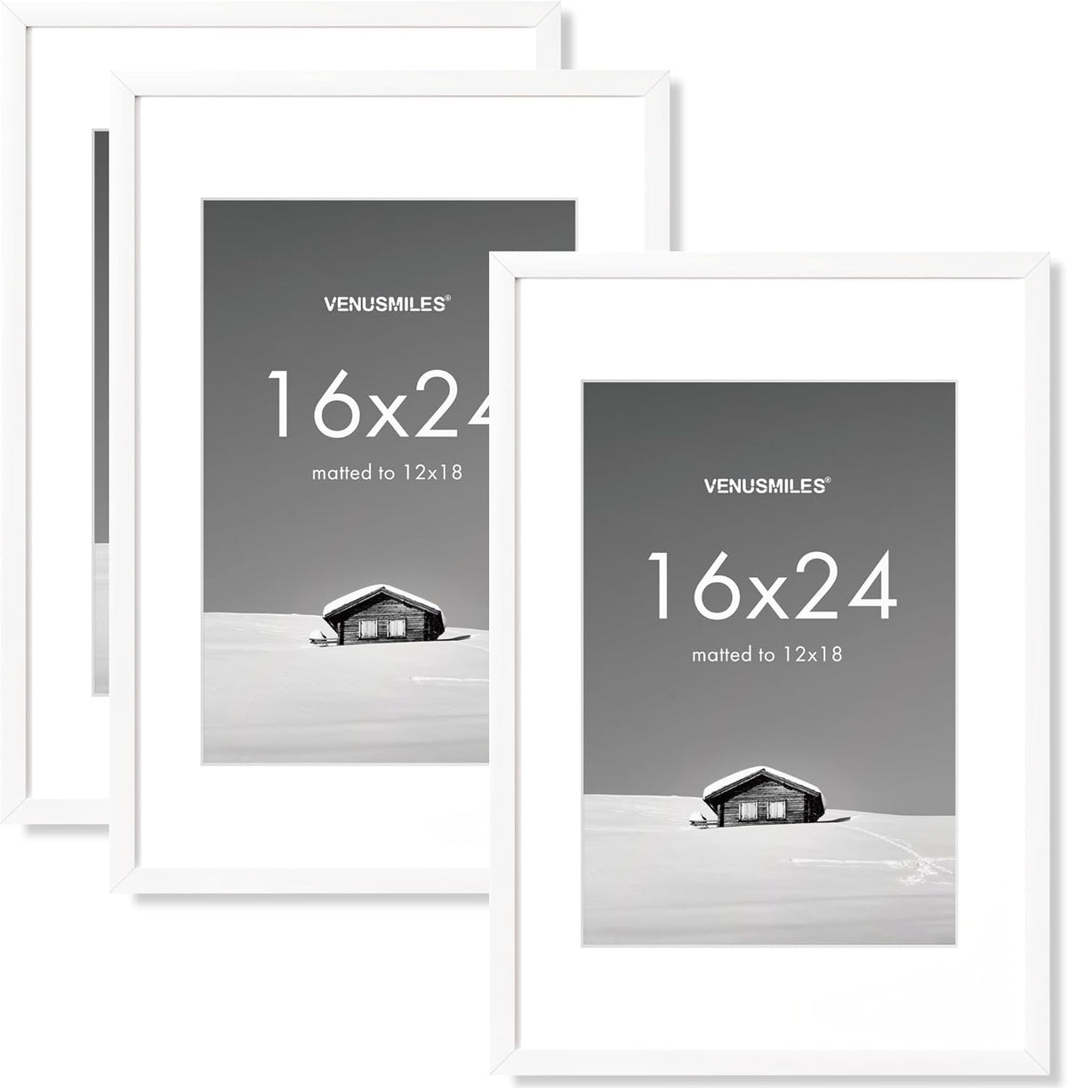 16x24 inch Picture Frame, 16x24 Photo Frames with 12x18 Removable Mat - High Definition Plexiglass