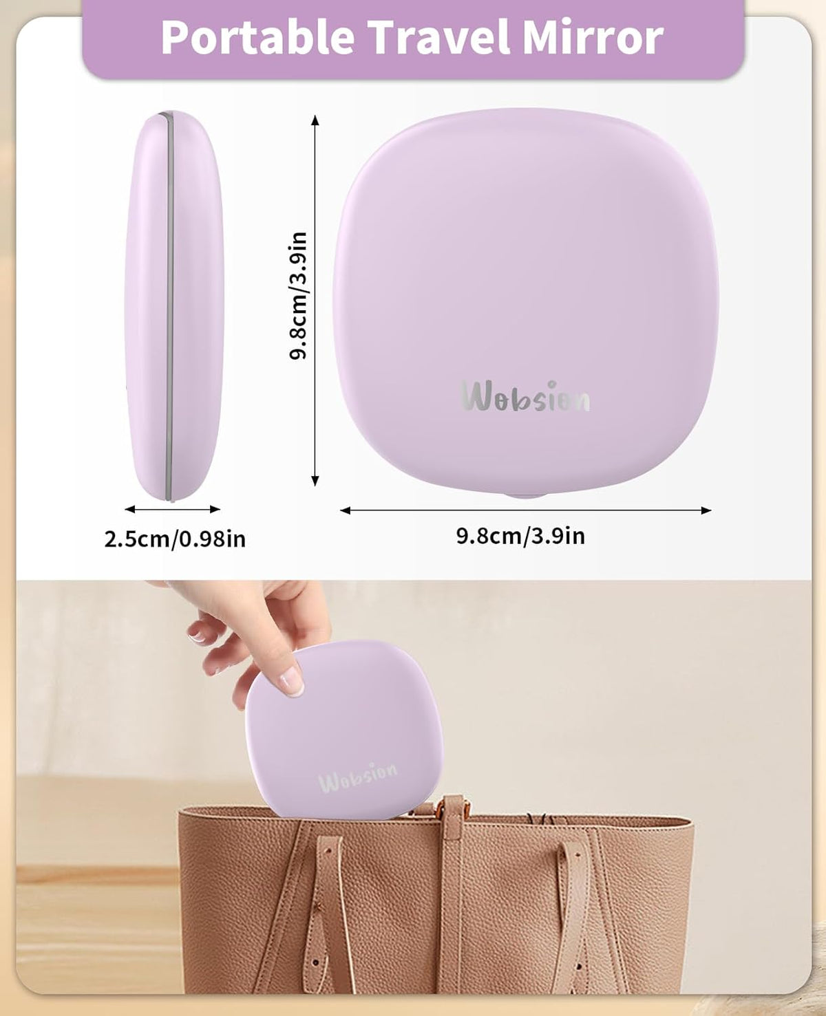 WOBSION Rechargeable Lighted Travel Makeup Mirror,1x/10x Compact Magnifying Mirror with
