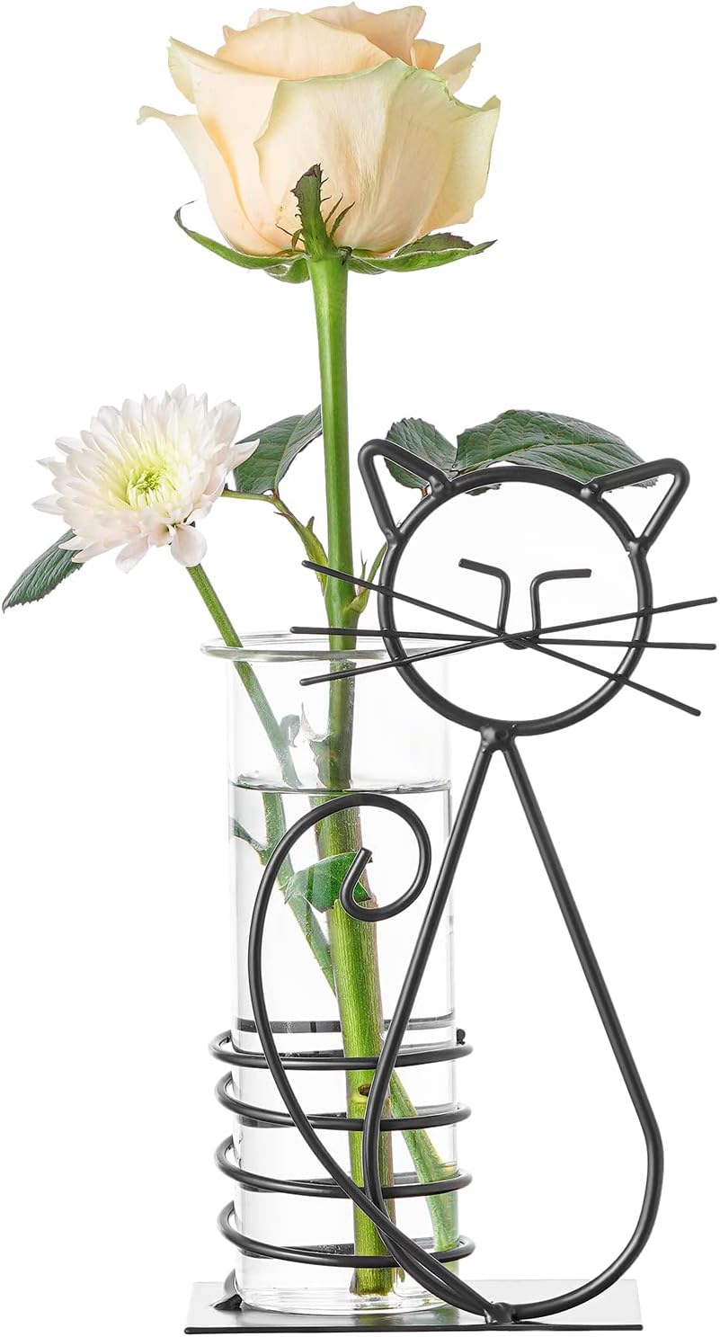 Marbrasse Desktop Glass Planter Hydroponics Vase,Planter Bulb Vase with Holder for Home