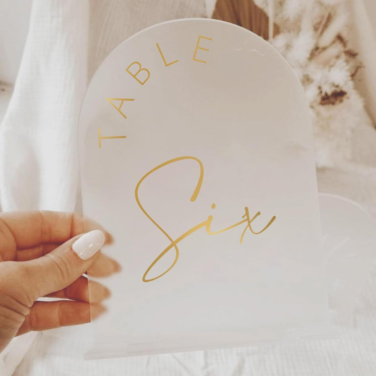JINMURY Frosted Arch Wedding Table Numbers 1-10 with Stands, 5x7 Inch Acrylic Arch Sign with Golden