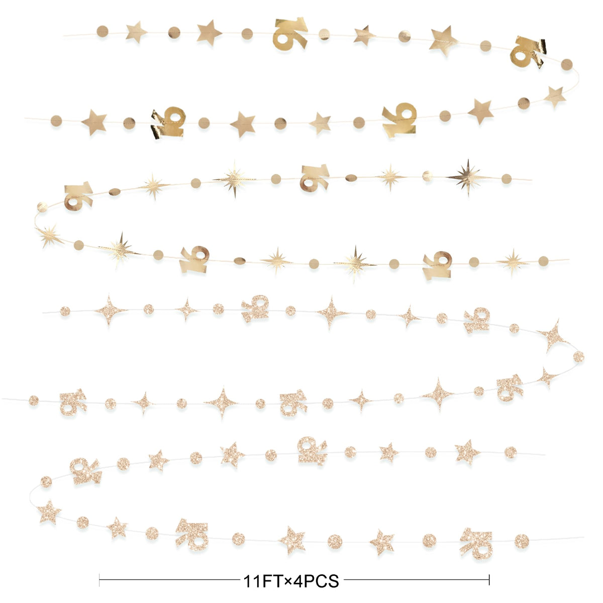 Champagne Gold Number 16 Circle Dot Twinkle Star Garland Streamer Bunting Banner Backdrop