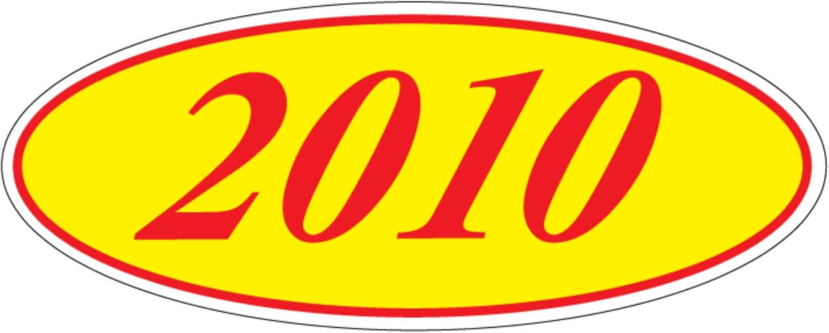 EZ-Line Oval Model Windshield Year Stickers for Car Windows Red and Yellow Large Vinyl Dealership