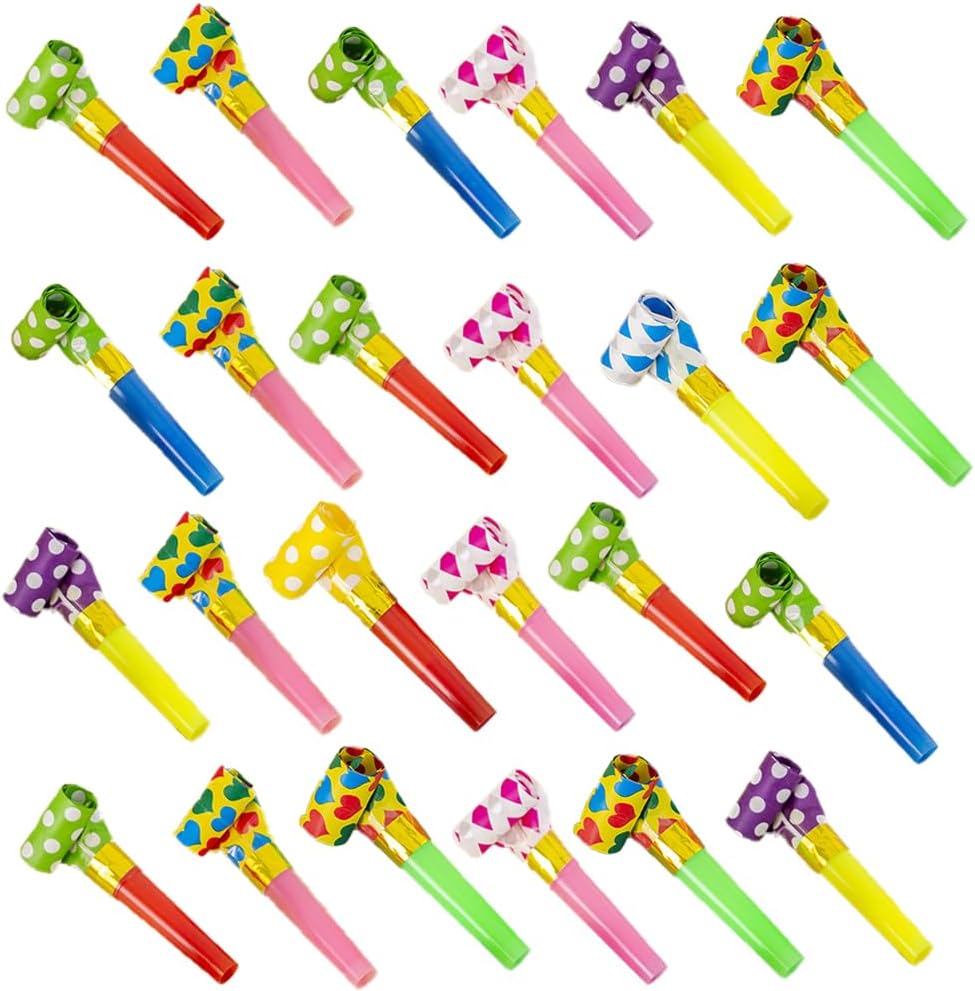 30 PCS Colorful Party Blower Blowouts Noisemakers, Birthday Blowouts Whistles for Party Favors, New