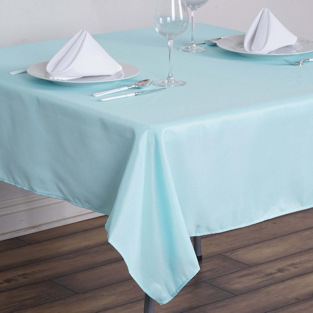 Efavormart 54x54 Light Blue Wholesale Linens Seamless Polyester Square Linen Tablecloth for Wedding