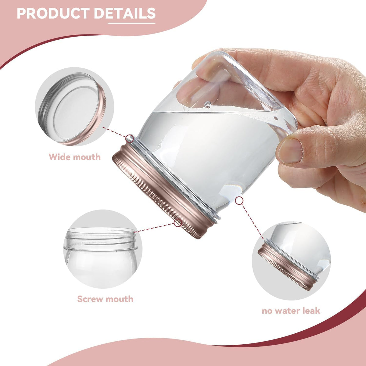 novelinks 8 oz Clear Plastic Jars with Screw-On Lids - BPA-Free Refillable Storage Containers for