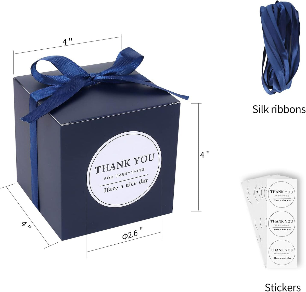 COTOPHER Small Gift Boxes 60 Pack 4x4x4 inches Navy Gift Boxes with Lids for Gifts, Crafting