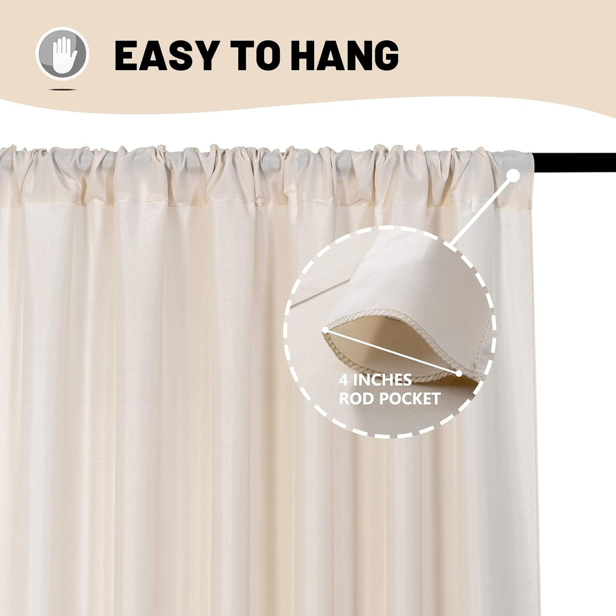 10ft x 10ft Beige Backdrop Curtains for Wedding Birthday Baby Shower Photography Backdrop Fabric