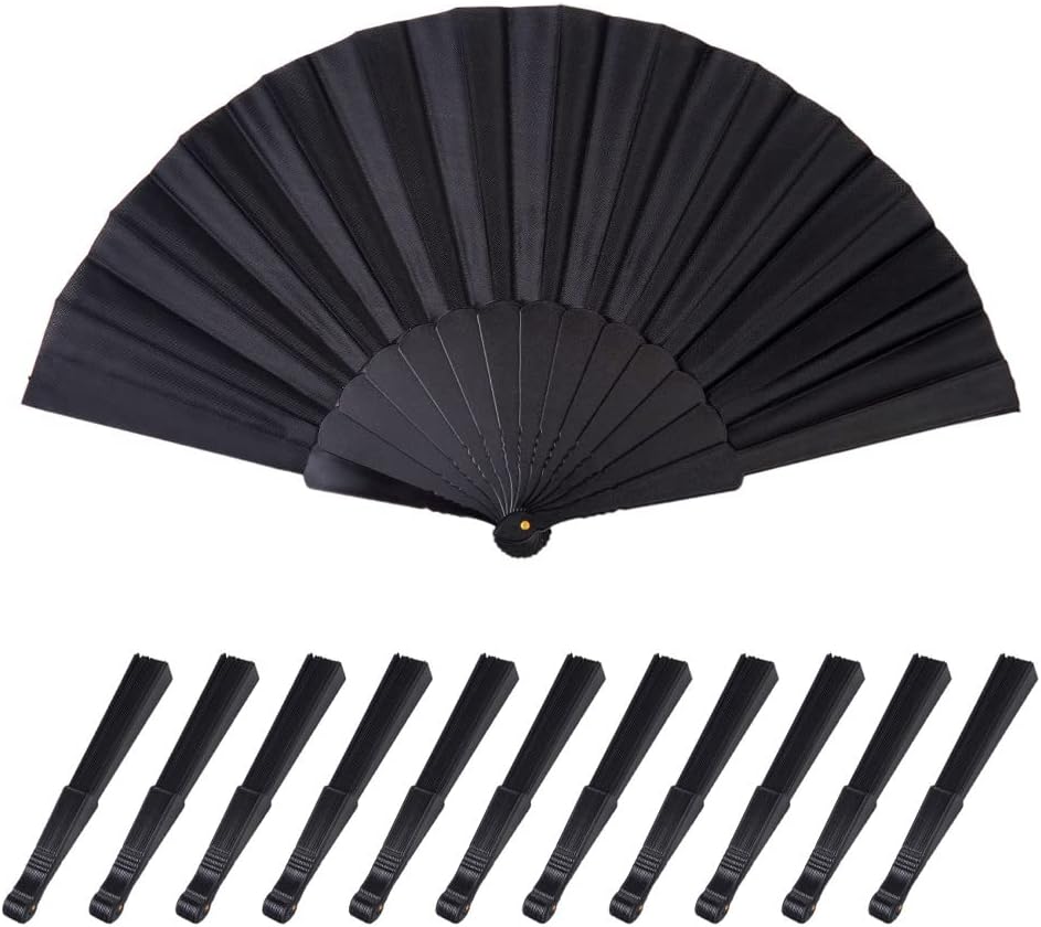 HUNANBANG 1 Dozen 12 Pieces Folding Hand Fans Church Wedding Gift, Party Favors, DIY Decoration