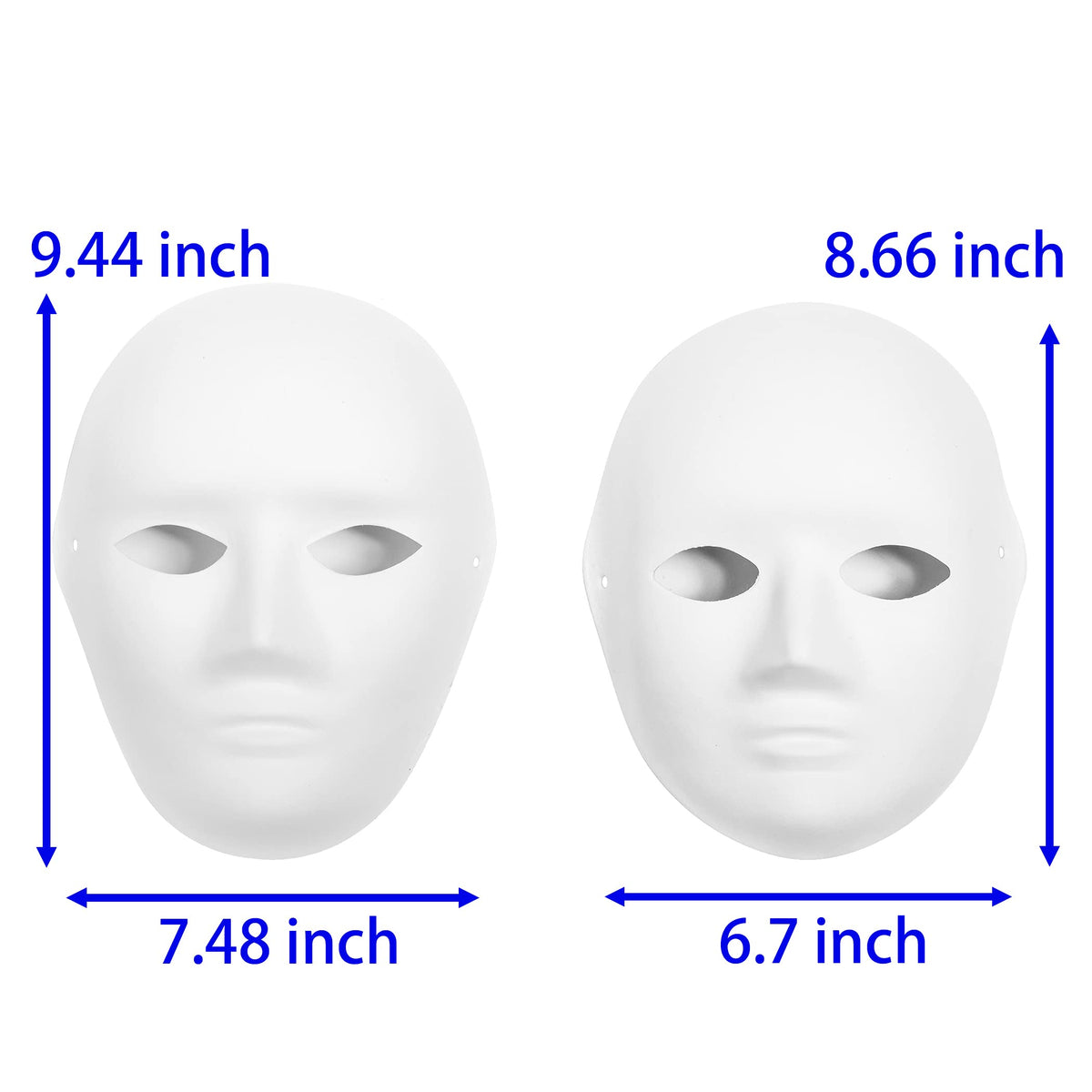 CALPALMY 14 Pack Paper Mache Masks - 2 Sizes for Artistic Projects, Theater, Halloween, Masquerade