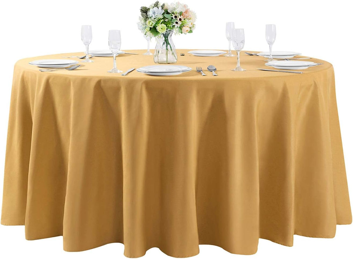 108 inch Round Tablecloth Washable Polyester Table Cloth Decorative Table Cover for Wedding Party