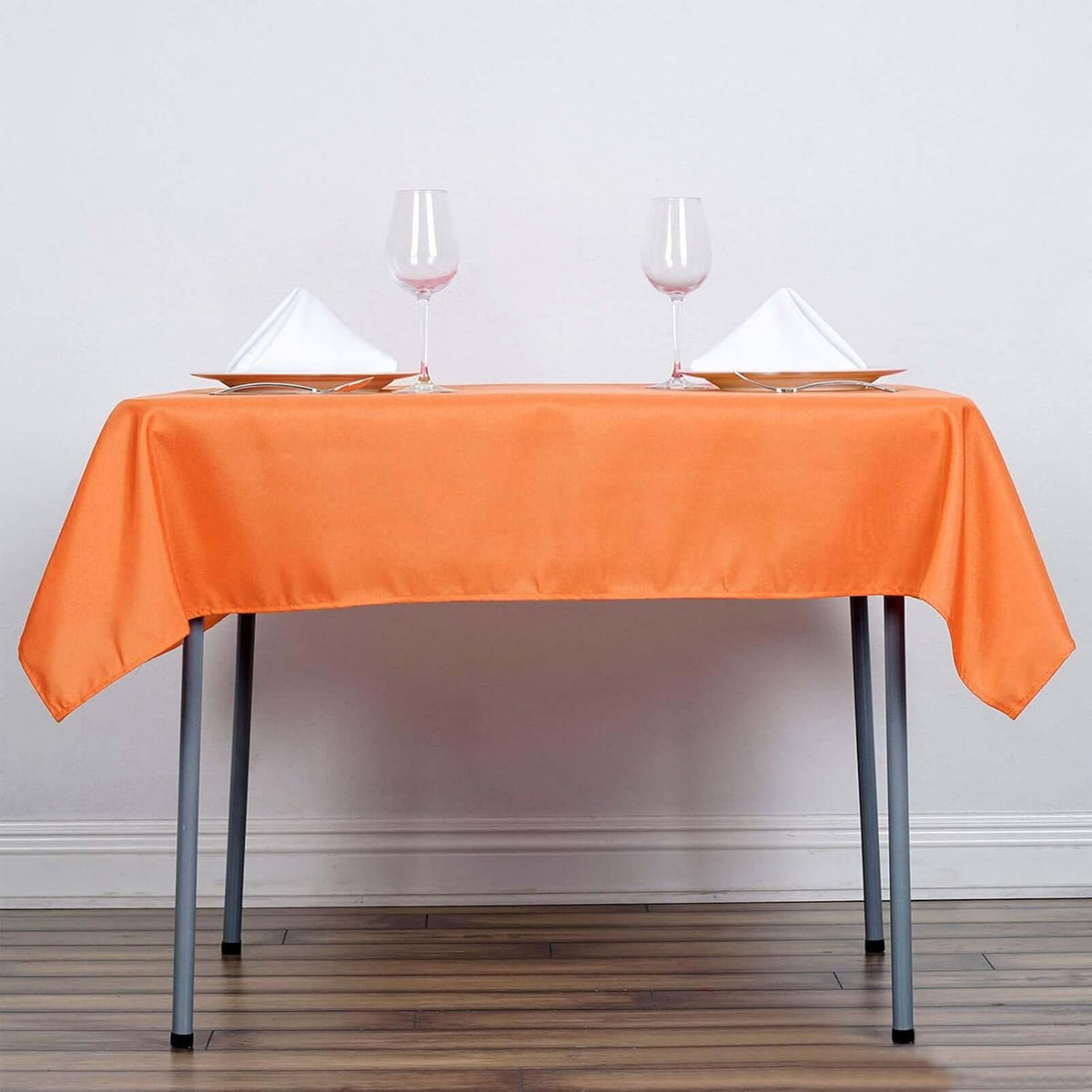 Efavormart 54x54 Orange Wholesale Linens Seamless Polyester Square Linen Tablecloth for Wedding