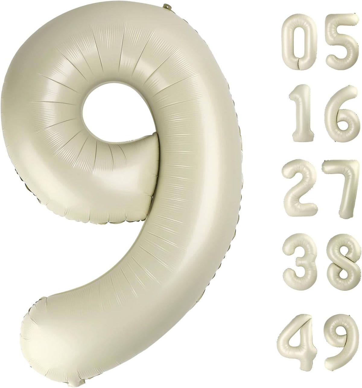 Big Cream White 9 Number Balloon 40 Inch, Jumbo Giant Happy 9th 19 29 39 49 99 Birthday Party