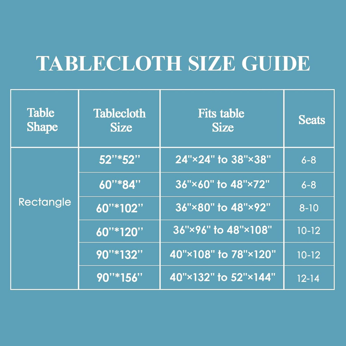 VidaFete Tablecloth 6 Pack 90 * 156inch Rectangle Table Cloth Polyester, Stain Wrinkle Resistant