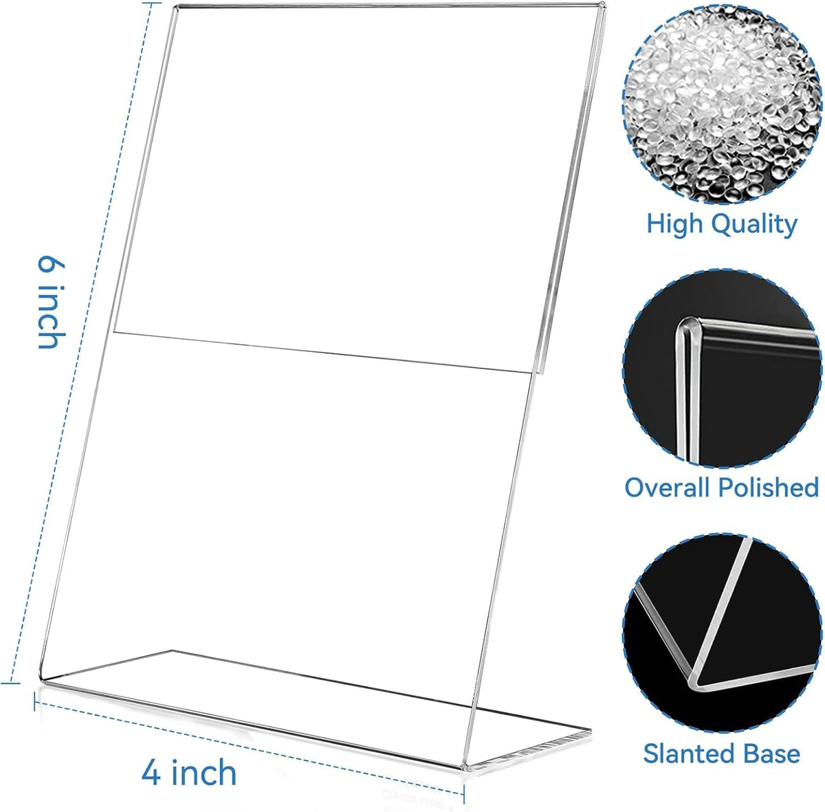 EHWINE 12 Pack 4 x 6 Acrylic Sign Holder, Clear Plastic Signs Display Stand, Vertical Slanted Back