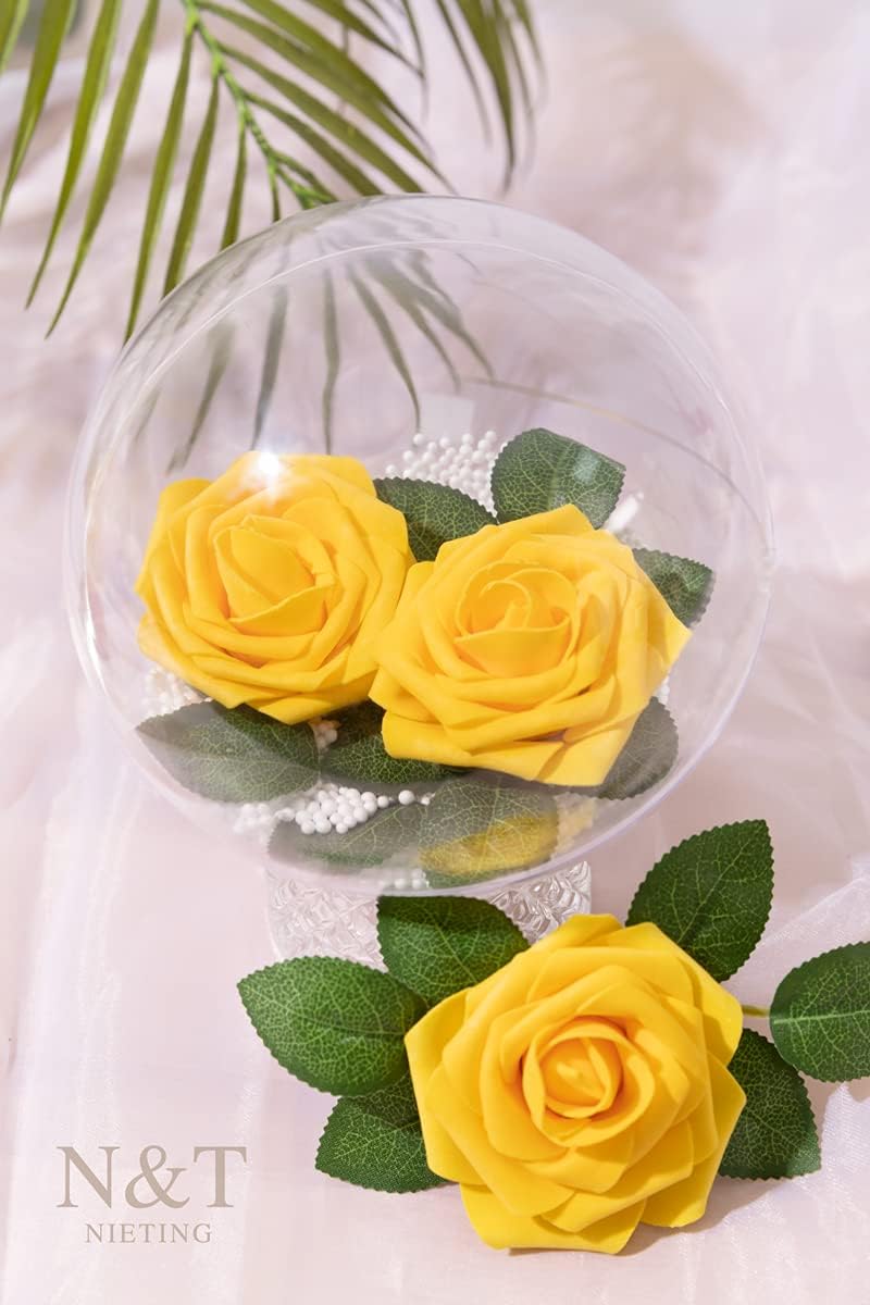 N&T NIETING Artificial Flowers, 25Pcs Fake Flowers Fall Roses Perfect for DIY Wedding Bouquets