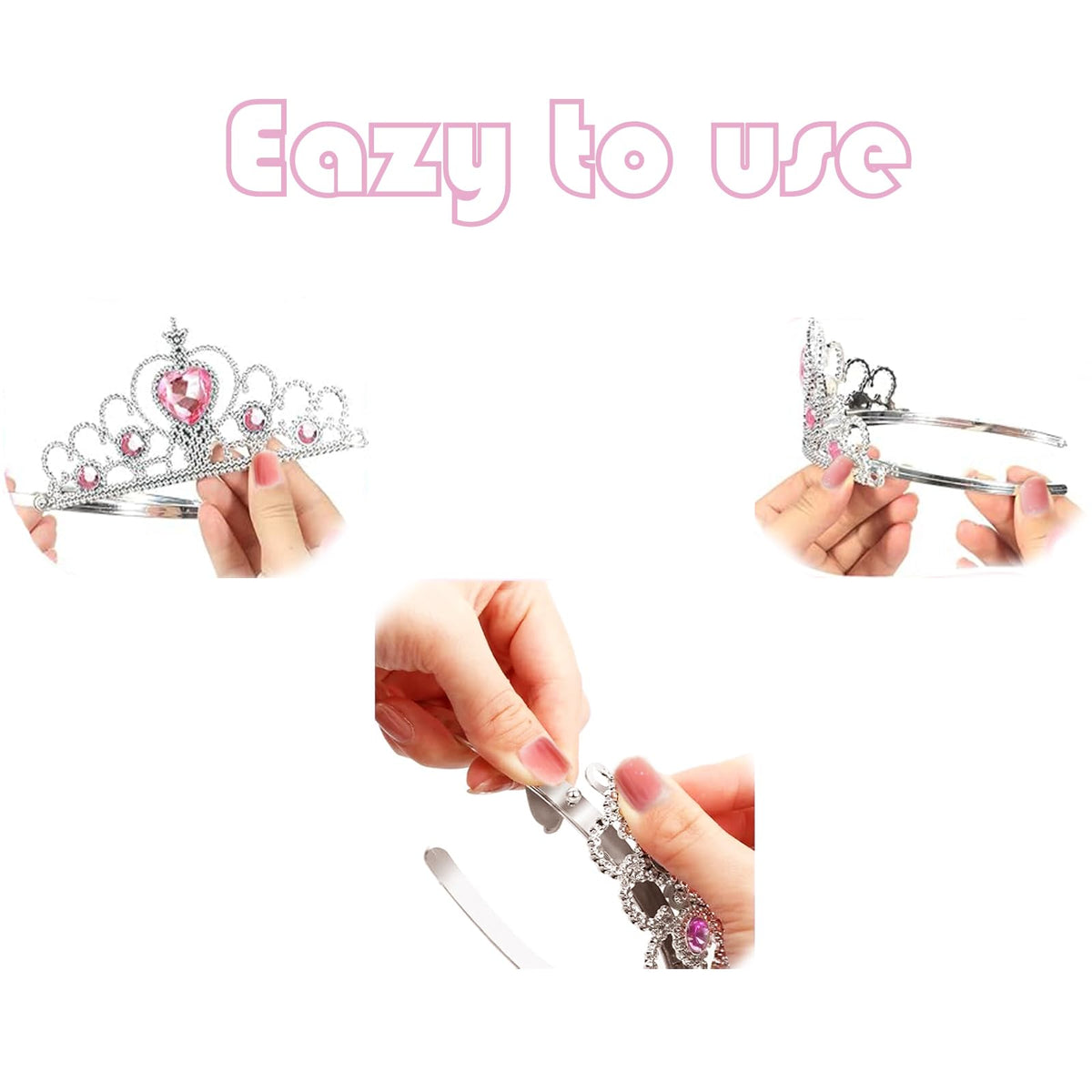 S & E TEACHER'S EDITION 8 Pcs Tiaras Crown Set for Girls, 8 Colors