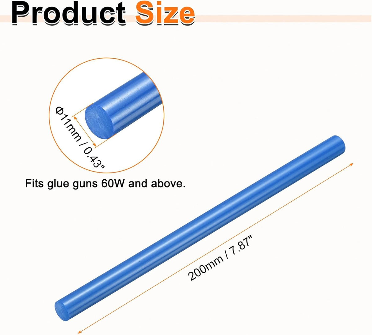 HARFINGTON 10pcs Hot Glue Sticks 0.43" Dia x 7.87" Long EVA Mini Hot Melt Adhesive Glue Stick for