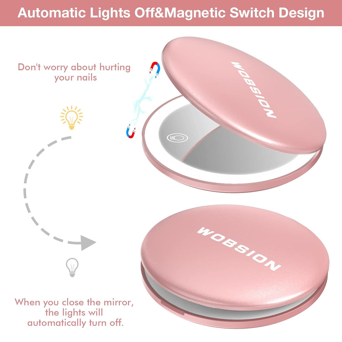 wobsion 10X Magnifying Tabletop Mirror, Touch Dimmable, 3 Color Temperature Adjustment, Auto Light