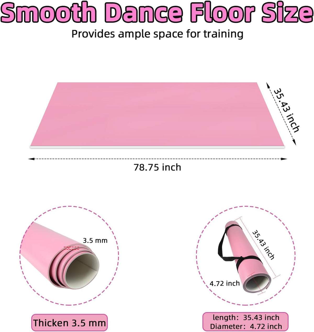 Dance Floor Mat Non-Slip with Shoulder Strap Portable and Dance Resistance Band, Dance Floor for