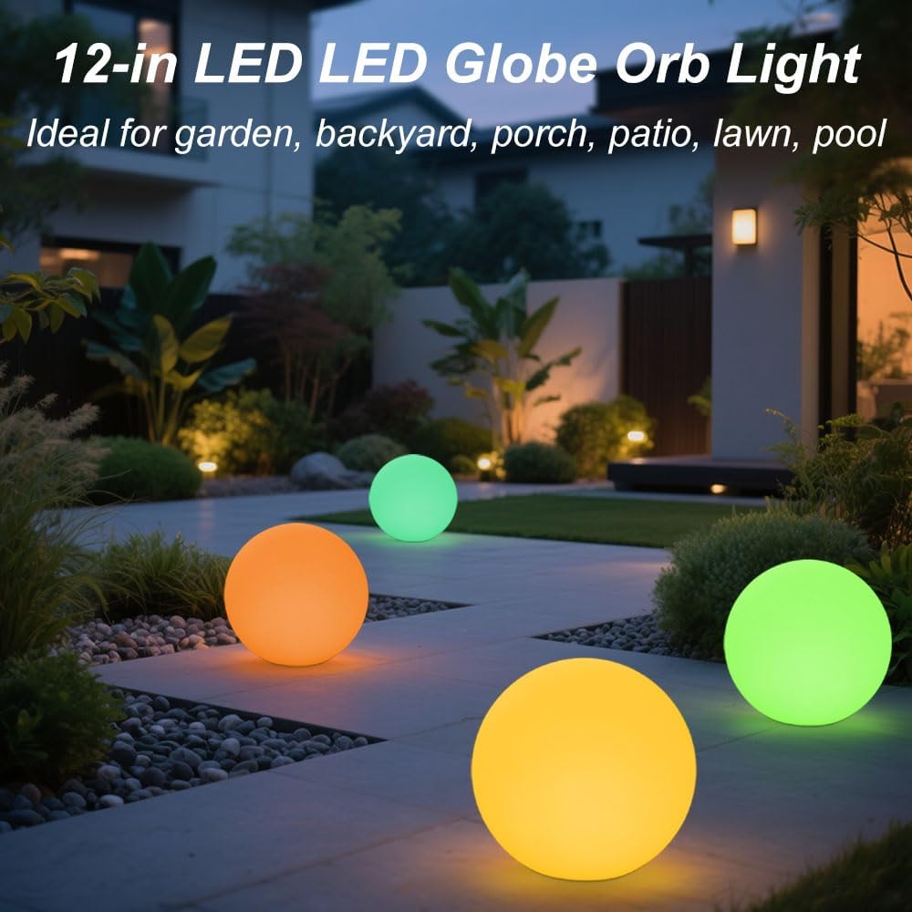 12-inch LED Glowing Ball Light w/Remote, LED Globe Orb Night Light Mood Lamp for Kid Adult