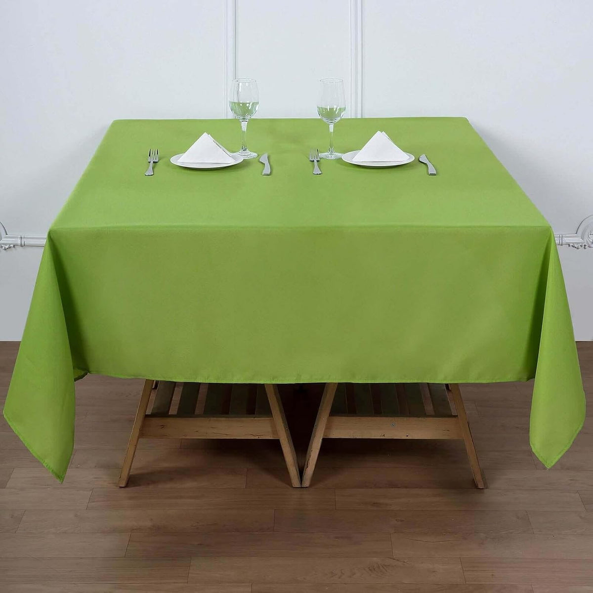 Efavormart 70" Lime Green Square Polyester Tablecloth for Dining Table, Wedding, Party, Event